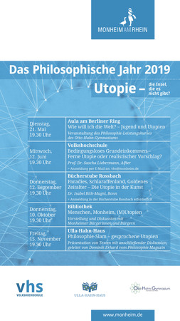 Insegesamt fünf Veranstaltungen werden im Rahmen des Philosophischen Jahres angeboten.